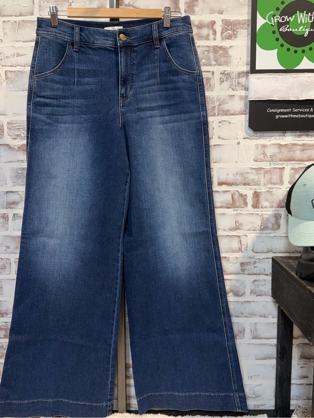 Wide Leg Women’s Jeans - Dark Blue Denim